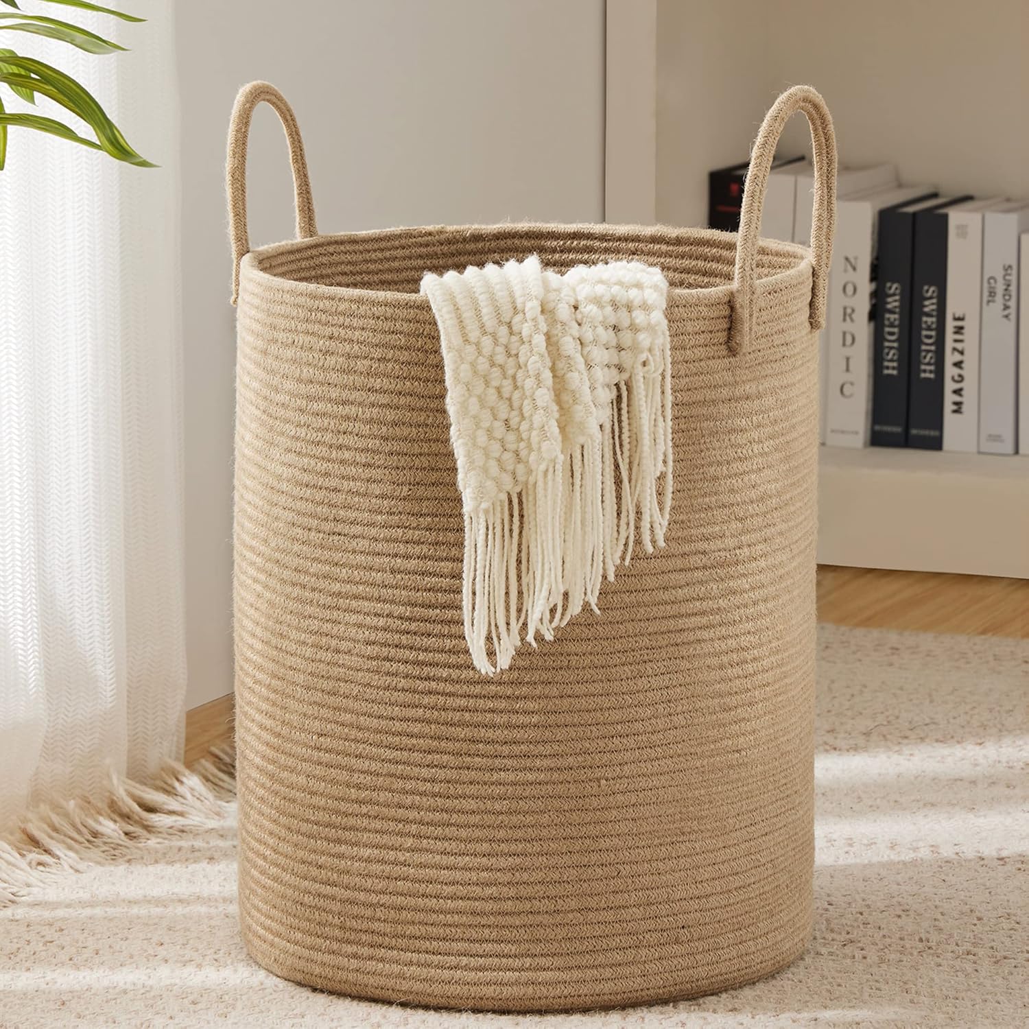 Baby Products Basket - سلة تخزين كبيرة وطويلة منسوجة للغسيل
